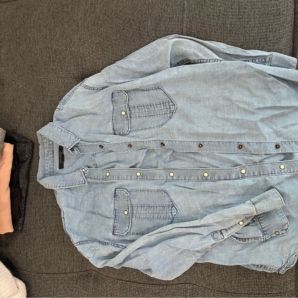All Saints Light Blue Denim Shirt